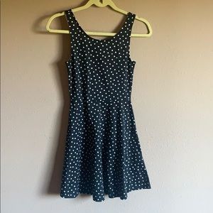 Short navy polka dot dress